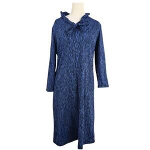 J. McLaughlin Ruffle Neck Dress Blue Size Medium